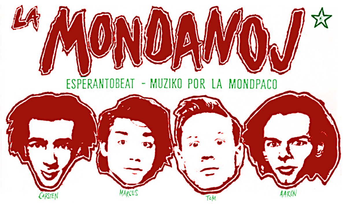 Demo tape cover: La Mondanoj - Esperantobeat - Muziko por la Mondpaco