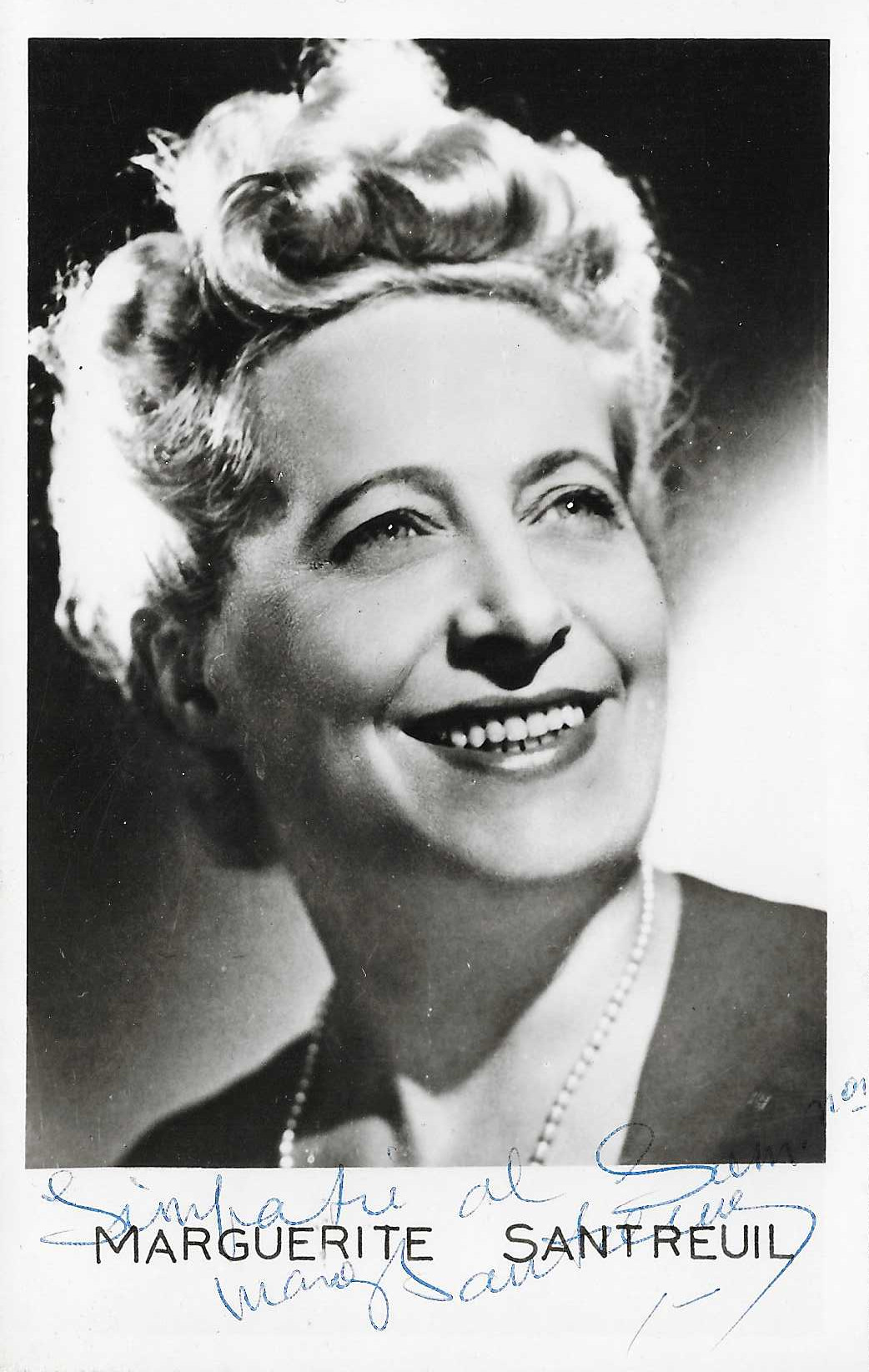 Photograph captioned Marguerite Santreuil but autographed Marguerite Sautreuil